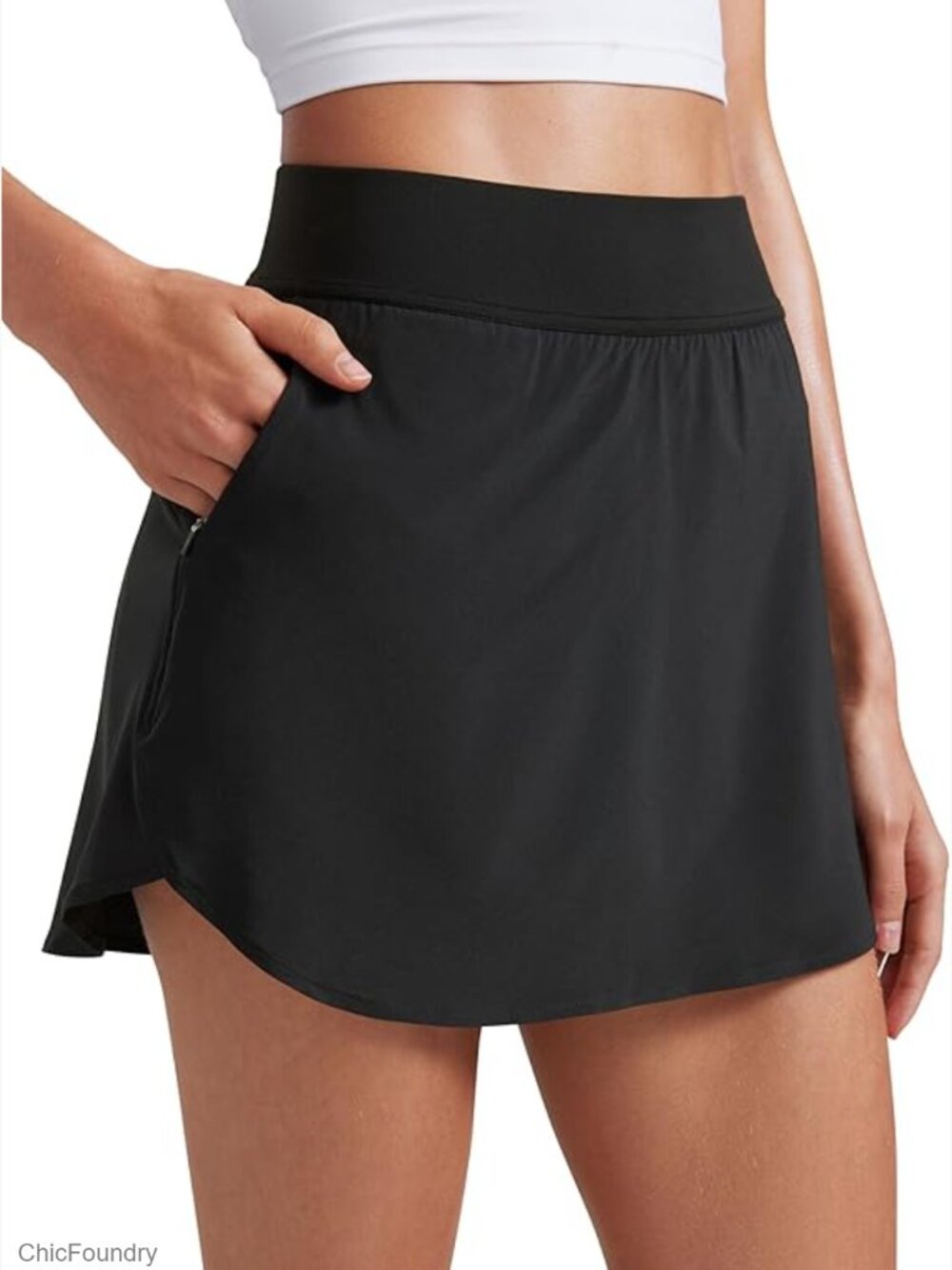 A Line High Waisted Athletic Skort with Pockets Dolphin Hem